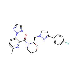 Cc1ccc(-n2nccn2)c(C(=O)N2CCCO[C@@H]2Cn2ccc(-c3ccc(F)cc3)n2)n1 ZINC000210611135