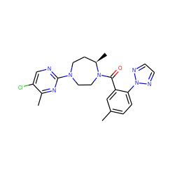 Cc1ccc(-n2nccn2)c(C(=O)N2CCN(c3ncc(Cl)c(C)n3)CC[C@H]2C)c1 ZINC000473117763