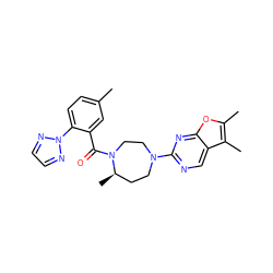 Cc1ccc(-n2nccn2)c(C(=O)N2CCN(c3ncc4c(C)c(C)oc4n3)CC[C@H]2C)c1 ZINC000043196191