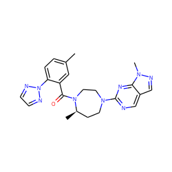 Cc1ccc(-n2nccn2)c(C(=O)N2CCN(c3ncc4cnn(C)c4n3)CC[C@H]2C)c1 ZINC000169347336