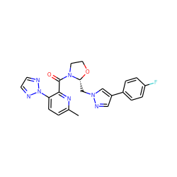 Cc1ccc(-n2nccn2)c(C(=O)N2CCO[C@@H]2Cn2cc(-c3ccc(F)cc3)cn2)n1 ZINC000210603002