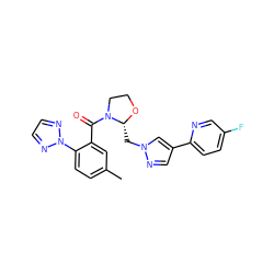 Cc1ccc(-n2nccn2)c(C(=O)N2CCO[C@@H]2Cn2cc(-c3ccc(F)cn3)cn2)c1 ZINC000210700163