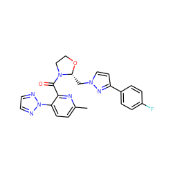 Cc1ccc(-n2nccn2)c(C(=O)N2CCO[C@@H]2Cn2ccc(-c3ccc(F)cc3)n2)n1 ZINC000210611064