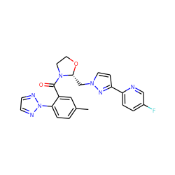 Cc1ccc(-n2nccn2)c(C(=O)N2CCO[C@@H]2Cn2ccc(-c3ccc(F)cn3)n2)c1 ZINC000210700081