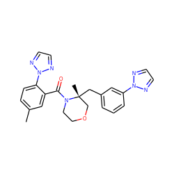 Cc1ccc(-n2nccn2)c(C(=O)N2CCOC[C@@]2(C)Cc2cccc(-n3nccn3)c2)c1 ZINC001772585133