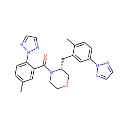 Cc1ccc(-n2nccn2)c(C(=O)N2CCOC[C@H]2Cc2cc(-n3nccn3)ccc2C)c1 ZINC001772631159