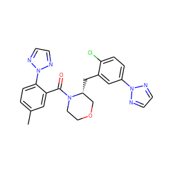 Cc1ccc(-n2nccn2)c(C(=O)N2CCOC[C@H]2Cc2cc(-n3nccn3)ccc2Cl)c1 ZINC001772581476