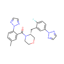 Cc1ccc(-n2nccn2)c(C(=O)N2CCOC[C@H]2Cc2cc(-n3nccn3)ccc2F)c1 ZINC000205628739