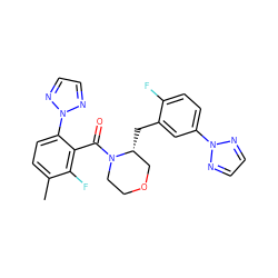 Cc1ccc(-n2nccn2)c(C(=O)N2CCOC[C@H]2Cc2cc(-n3nccn3)ccc2F)c1F ZINC000222117127