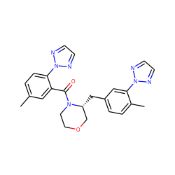 Cc1ccc(-n2nccn2)c(C(=O)N2CCOC[C@H]2Cc2ccc(C)c(-n3nccn3)c2)c1 ZINC000205633110