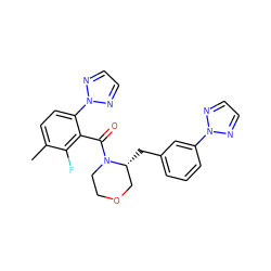 Cc1ccc(-n2nccn2)c(C(=O)N2CCOC[C@H]2Cc2cccc(-n3nccn3)c2)c1F ZINC000205653248