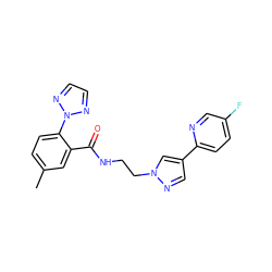 Cc1ccc(-n2nccn2)c(C(=O)NCCn2cc(-c3ccc(F)cn3)cn2)c1 ZINC000143678261