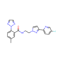 Cc1ccc(-n2nccn2)c(C(=O)NCCn2ccc(-c3ccc(F)cn3)n2)c1 ZINC000143654751