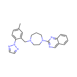 Cc1ccc(-n2nccn2)c(CN2CCCN(c3ncc4ccccc4n3)CC2)c1 ZINC000040395461