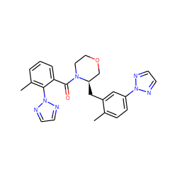 Cc1ccc(-n2nccn2)cc1C[C@@H]1COCCN1C(=O)c1cccc(C)c1-n1nccn1 ZINC001772638961