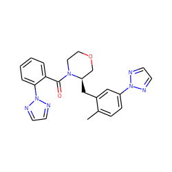 Cc1ccc(-n2nccn2)cc1C[C@@H]1COCCN1C(=O)c1ccccc1-n1nccn1 ZINC001772597856