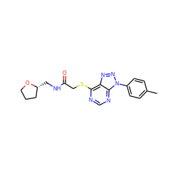 Cc1ccc(-n2nnc3c(SCC(=O)NC[C@@H]4CCCO4)ncnc32)cc1 ZINC000004101763