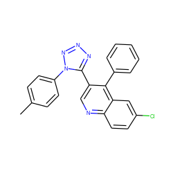 Cc1ccc(-n2nnnc2-c2cnc3ccc(Cl)cc3c2-c2ccccc2)cc1 ZINC000002585160