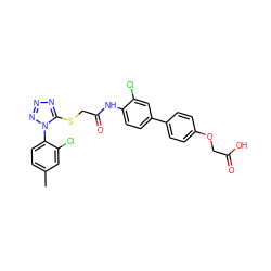 Cc1ccc(-n2nnnc2SCC(=O)Nc2ccc(-c3ccc(OCC(=O)O)cc3)cc2Cl)c(Cl)c1 ZINC000044359144