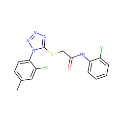 Cc1ccc(-n2nnnc2SCC(=O)Nc2ccccc2Cl)c(Cl)c1 ZINC000028705097