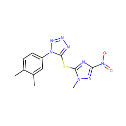 Cc1ccc(-n2nnnc2Sc2nc([N+](=O)[O-])nn2C)cc1C ZINC000000107942