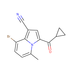 Cc1ccc(Br)c2c(C#N)cc(C(=O)C3CC3)n12 ZINC000053295957