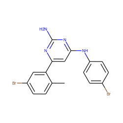 Cc1ccc(Br)cc1-c1cc(Nc2ccc(Br)cc2)nc(N)n1 ZINC000026392288