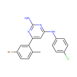 Cc1ccc(Br)cc1-c1cc(Nc2ccc(Cl)cc2)nc(N)n1 ZINC000026392292