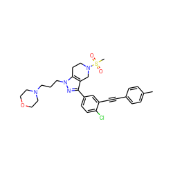 Cc1ccc(C#Cc2cc(-c3nn(CCCN4CCOCC4)c4c3CN(S(C)(=O)=O)CC4)ccc2Cl)cc1 ZINC000049695555