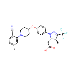 Cc1ccc(C#N)c(N2CCC(Oc3ccc(N4N=C(C(F)(F)F)[C@@H](C)[C@@H]4CC(=O)O)cc3)CC2)c1 ZINC001772637022