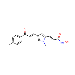 Cc1ccc(C(=O)/C=C/c2cc(/C=C/C(=O)NO)n(C)c2)cc1 ZINC000013528543