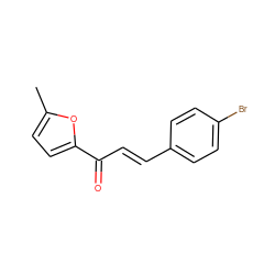 Cc1ccc(C(=O)/C=C/c2ccc(Br)cc2)o1 ZINC000004737481