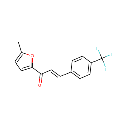 Cc1ccc(C(=O)/C=C/c2ccc(C(F)(F)F)cc2)o1 ZINC000012822310