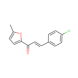 Cc1ccc(C(=O)/C=C/c2ccc(Cl)cc2)o1 ZINC000014199298