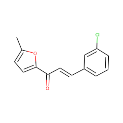 Cc1ccc(C(=O)/C=C/c2cccc(Cl)c2)o1 ZINC000021669986