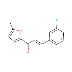 Cc1ccc(C(=O)/C=C/c2cccc(F)c2)o1 ZINC000004612932