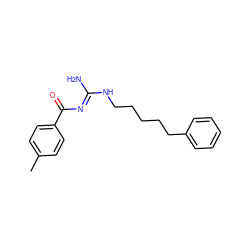 Cc1ccc(C(=O)/N=C(\N)NCCCCCc2ccccc2)cc1 ZINC000026848155