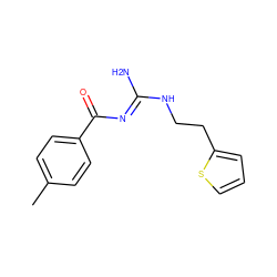 Cc1ccc(C(=O)/N=C(\N)NCCc2cccs2)cc1 ZINC000026841646