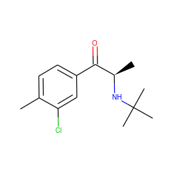 Cc1ccc(C(=O)[C@@H](C)NC(C)(C)C)cc1Cl ZINC000045246038