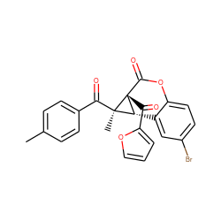 Cc1ccc(C(=O)[C@]2(C)[C@H]3c4cc(Br)ccc4OC(=O)[C@]32C(=O)c2ccco2)cc1 ZINC000001445868