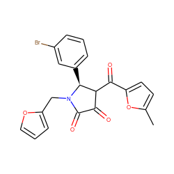 Cc1ccc(C(=O)C2C(=O)C(=O)N(Cc3ccco3)[C@H]2c2cccc(Br)c2)o1 ZINC000001117706