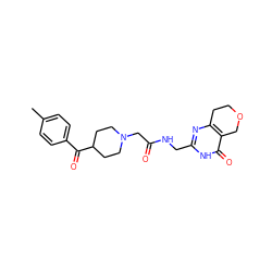 Cc1ccc(C(=O)C2CCN(CC(=O)NCc3nc4c(c(=O)[nH]3)COCC4)CC2)cc1 ZINC000208803247