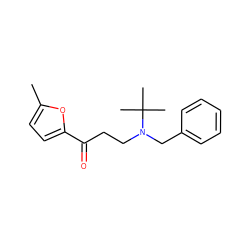 Cc1ccc(C(=O)CCN(Cc2ccccc2)C(C)(C)C)o1 ZINC000045355139