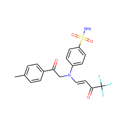 Cc1ccc(C(=O)CN(/C=C/C(=O)C(F)(F)F)c2ccc(S(N)(=O)=O)cc2)cc1 ZINC000148708684