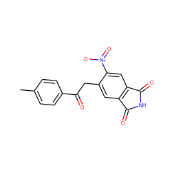 Cc1ccc(C(=O)Cc2cc3c(cc2[N+](=O)[O-])C(=O)NC3=O)cc1 ZINC000653848306