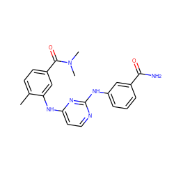 Cc1ccc(C(=O)N(C)C)cc1Nc1ccnc(Nc2cccc(C(N)=O)c2)n1 ZINC000028950543