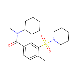 Cc1ccc(C(=O)N(C)C2CCCCC2)cc1S(=O)(=O)N1CCCCC1 ZINC000016025581