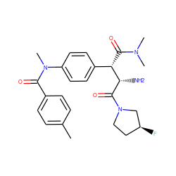 Cc1ccc(C(=O)N(C)c2ccc([C@H](C(=O)N(C)C)[C@H](N)C(=O)N3CC[C@H](F)C3)cc2)cc1 ZINC000014963915