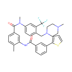 Cc1ccc(C(=O)N(C)c2ccc(CN3CCN(C)CC3)c(C(F)(F)F)c2)cc1NC(=O)c1cccc(-c2cccs2)c1 ZINC001772650951