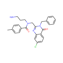 Cc1ccc(C(=O)N(CCCN)Cc2nc3cc(Cl)ccc3c(=O)n2Cc2ccccc2)cc1 ZINC000028970066